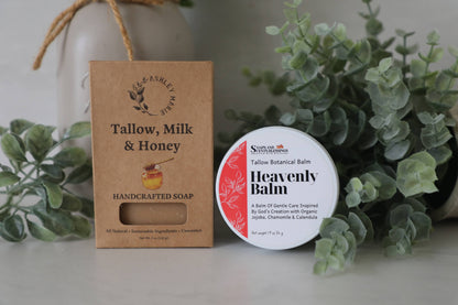 Heavenly Botanical Tallow Balm & Tallow, Milk & Honey Handcrafted Soap