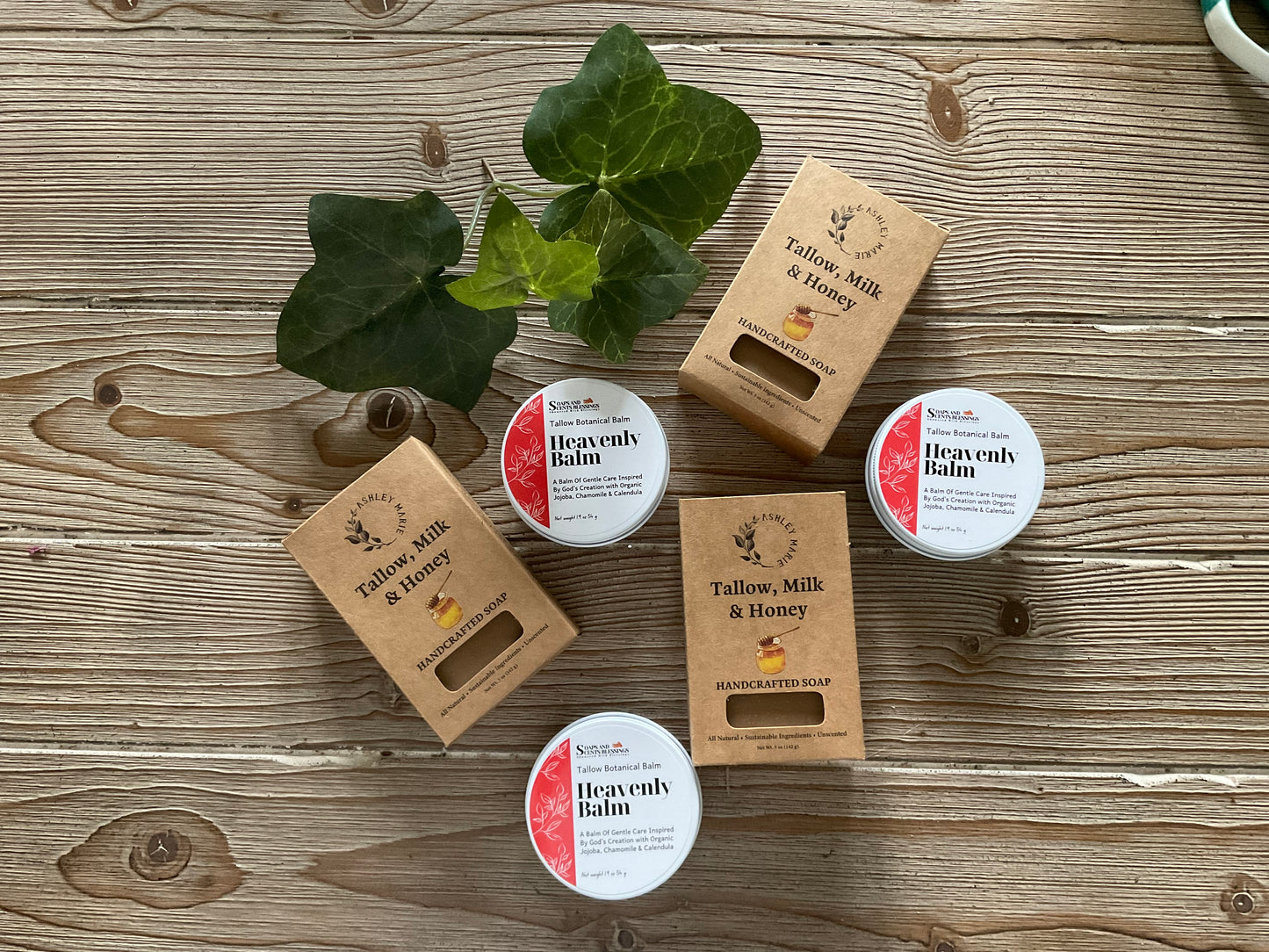 Heavenly Botanical Tallow Balm & Tallow, Milk & Honey Handcrafted Soap
